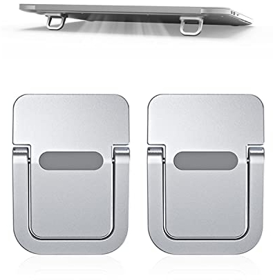 PFLYPF Laptop-Ständer, 2-teilig, faltbar, selbstklebend, ergonomisch, unsichtbar, kompatibel mit vielen Laptops (Silber)