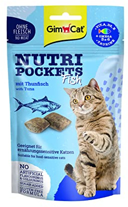 Gimcat Nutri Pockets Poisson Thon - Friandise Croustillante pour Chats avec des Ingrédients Fonctionnels - 1 Sachet (1 X 60 G)