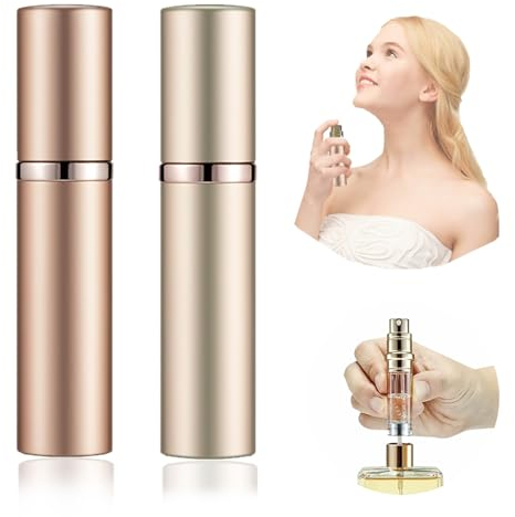 YHNMMNO 5ml Nebulizzatore Profumo, 2 Pezzi Atomizzatore Profumo, Spruzzino Profumo Ricaricabile, Mini Porta Profumi Da Viaggio Per Viaggiare Festa (Oro & Champagne)