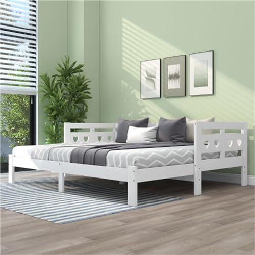 hrijusdif Cama doble con cama doble y estructura plegable para cama de matrimonio, sofá cama extensible con somier, cama juvenil multiusos, cama de invitados (blanco 90 x 200 cm)