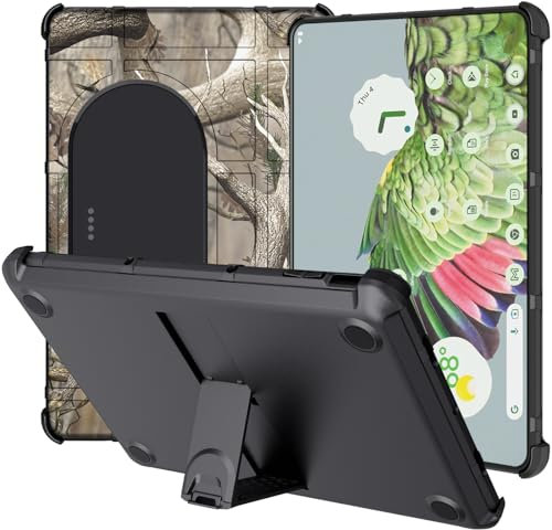 Case and Travel Cover for Google Pixel Tablet (2023), Nakedcellphone Special Ops Rugged Shield and Hard Shell View Stand Companion - Bushwolf Camo