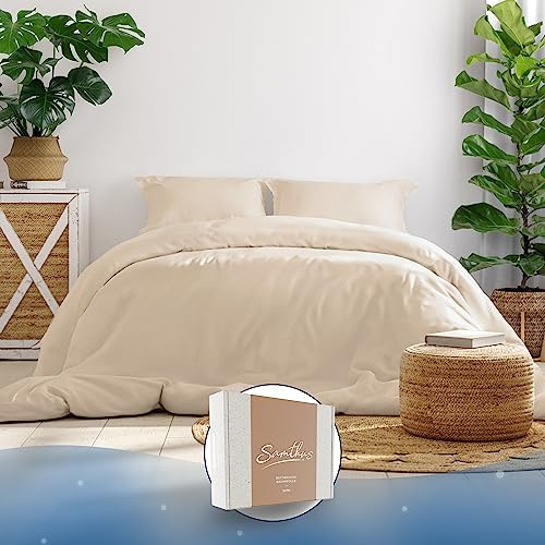 Samthus Bettwäsche 220x240 Baumwolle Satin - Oeko-Tex Made In Green - Himmlisch weicher Schlaf - Bettwäsche-Set mit 1x Bettbezug 220x240 + 2X Kissenbezug 80x80 - Duvet Cover - Beige