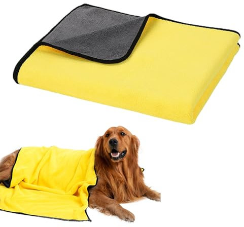 Hundehandtuch, Hunde Bademantel, Haustierhandtuch, Hunde Trockentuch, Hunde Zubehör, Bietet Zusätzliche Saugfähigkeit und Komfort für Hunde, Geeignet für Große Hunde, 70 x 140cm