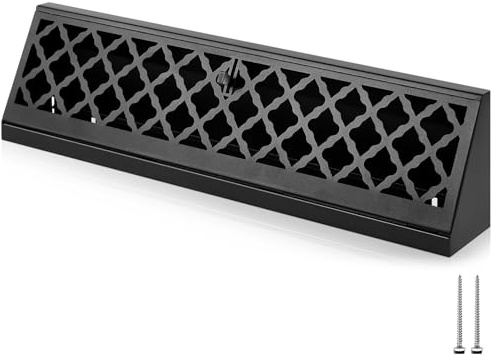 Blulu 1 Pcs 15 Inch Baseboard Register Duct Opening Size Modern Design Vent Covers for Home Floor Wall Baseboard Air Covers Supply Floor Diffuser Including Screws (Black)