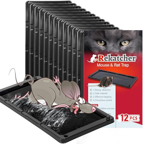 Piege a Souris 12 Pièces Colle Souris, Tapis De Colle Anti - Souris pour Piège à Souris Plaque Adhésive Imperméable à l'eau, Produit Piege a Rat Efficace, pour Cuisine Chambre Balcon