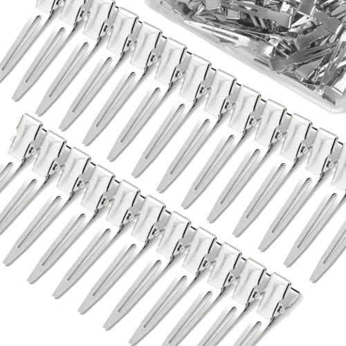 Gekamoyue 25 pezzi Becchi di Cicogna in Metallo, 1,8 Pollici Fermagli per Capelli Donna, Clip di Anatra con Scatola per Capelli Styling dei Capelli(Argento)