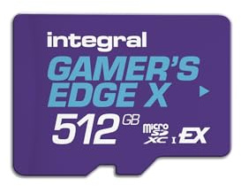 Tarjeta microSD Express Integral Gamer's Edge X 512GB – para Switch 2, hasta 890MB/s Lectura, 810MB/s Escritura, 4K, A1, NVMe, Juegos rápidos, Menos esperas, Almacenamiento ultrarrápido