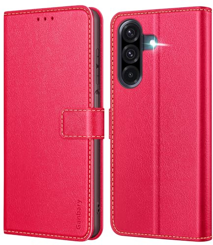 Ganbary Coque pour Samsung Galaxy A17 4G/5G, [Housse en Cuir PU Premium] [Etui à Rabat] [Pochette de Portefeuille], Étui de Protection pour Samsung Galaxy A17 4G/5G - Rouge