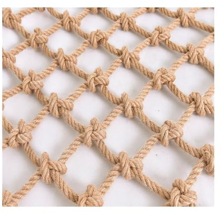 Hemp Cargo Net Dia 12mm Children Fall Protection Safety Net Garden Netting Ceiling Decorative Net Hemp Rope Net Bird Climbing Net Children Outdoor(12mm-10cm,1x2m)