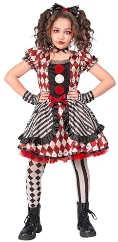 W WIDMANN MILANO Party Fashion – Barndräkt Harlekin docka, skräck/mördande clown, utklädnad för halloween, karneval