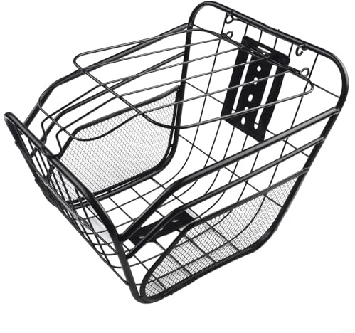 Zilimontt Parte delantera de metal para cesta de bicicleta, soporte de almacenamiento duradero para libros, comestibles, mochilas escolares, alimentos, compatible con scooters, bicicletas, bicicletas