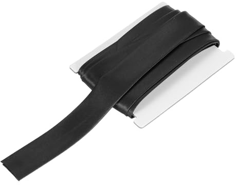 QUARKZMAN 25 mm (6 yards/5,5 m) snedband satin dubbel falsad svart | Fint kantband för sömnad på pappkort. Mjukt tygband för kanter, sömmar, blusar, aftonklänningar och dekoration.