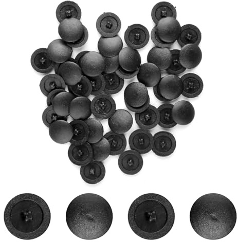 Gaomumu 50PCS Black Cross Head Screw Cover Caps, Mirror Nail Cap Screw Cap Decorative Cover, Durable PP Plastic Snap-In Decorative Caps for Furniture, Wardrobes, and Cabinet Shelves