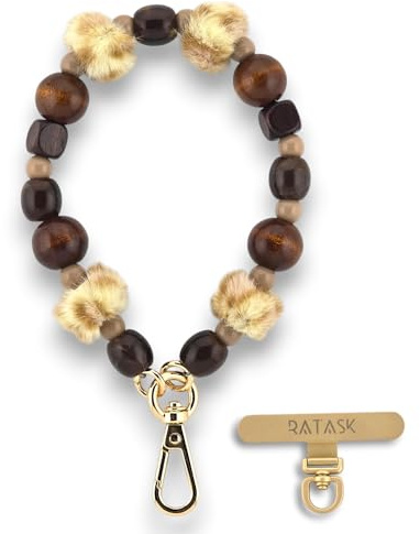 RATASK Beaded Wrist Strap Bracelet, Acrylic Beaded Mobile Phone Strap, Keychain Accessory, Decorative Pendant, Made with Durable Metal String for Extra Strength and Security