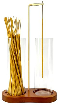 Räucherstäbchen Halter mit 2 Abnehmbarem Aschefänger Aus Holz Rund Basis