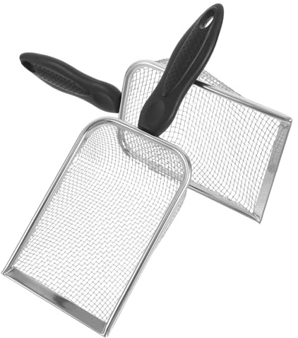 YARNOW 2 palette da sabbia in acciaio inossidabile - Paletta per conchiglie da spiaggia - Setaccio per la raccolta di conchiglie, giocattolo da spiaggia, palette a rete per bambini e bambine,