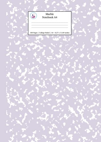 Marble Notebook A4: Lilac Purple College Ruled Journal: 2 (Pastel Stationery Notebooks A4)
