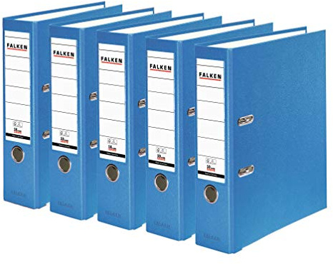 Original Falken 5-Pack PP-Color Plastmappar. Made in Germany. 8 cm bred DIN A4 pastellfärg aqua vegansk. Perfekt för kontoret och hemmet. brevmapp kontorsmapp plastmapp slitsad mapp ringpärm
