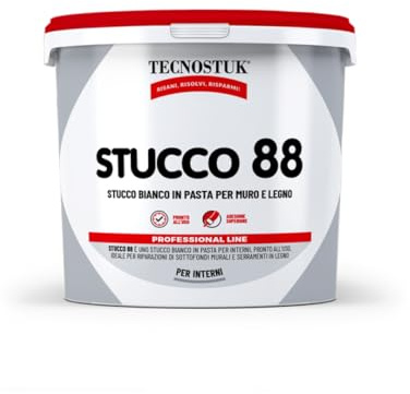 TECNOSTUK Stucco 88, 5 Kg Bianco – Stucco Bianco in Pasta per Muro e Legno – Adesivo, Resistente e Pronto all’Uso