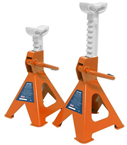 Sealey VS2002OR Ratchet Type Axle Stands (Pair) 2tonne Capacity per Stand - Orange
