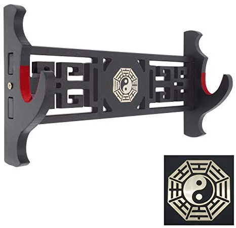 Cohki Wall Mount Sword Holder Padded Red Velvet Katana Stand Samurai Sword Holder Display Rack Chinese Tai Chi Bagua Style-1-Tier
