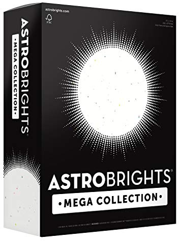 Astrobrights Mega Collection, Colored Cardstock, Bright Confetti White, 320 Sheets, 65 lb/176 GSM, 8.5 x 11 (91683)