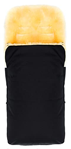 Fillikid Winterfußsack Bernia Lammfell Exklusiv Kinderwagen, Buggy | Winterfußsack wind- & wasserabweisend | Warmer Kinder Fußsack echtes Lammfell herausnehmbar | Baby Fußsack ab 0 Monate