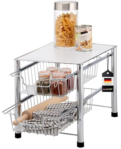 bremermann Schubladenregal 2 Auszüge, Küchenregal mit Auszug, Etagenregal (Chrom)