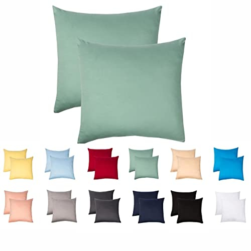 Livessa 2er Set Kissenbezug 80x80 aus%100 Baumwolle Jersey Stoff - Verdeckter Reißverschluss, Kopfkissenbezug 80x80 cm, Kissenhülle, Ultra weich und atmungsaktiv, Oeko-Tex Zertifiziert, Reißverschluss