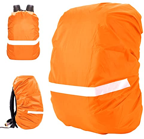 Kaket Waterproof Backpack Rain Cover, Waterproof Rain Cover for Backpack, Reflective Rucksack Cover for Hiking Camping Cycling (M, Orange)