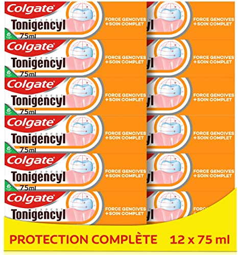 TONIGENCYL - Dentifrice Expert Plus Protection Complète - Protège les Gencives - Apporte un Soin complet - Lot de 12 Tubes de Dentifrice de 75mL