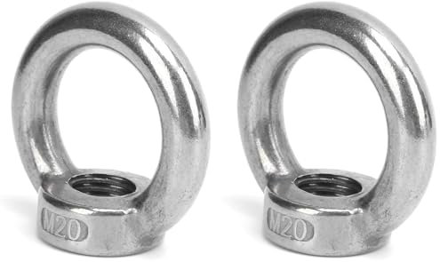 Tuerca De Anilla, Tuerca De Ojo De Elevación Acero Inoxidable 2 Uds M16, M20, M22, Forma De Anillo Métrico Tuerca De Ojo Elevación Anillo Hembra Ojales De Elevación para Barcos, Yates, Cruceros(M20)