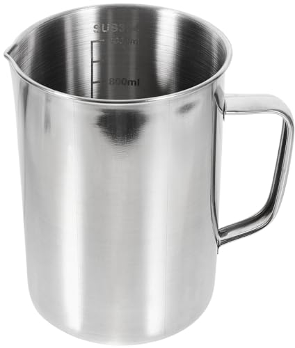 IMIKEYA Stainless Steel Measuring Jug 1000ml Laboratory Beaker with Handle Metal Measuring Cup Including Scale Unbreakable Kettle for Wax Melting, Latte, Coffee, Milk Dishwasher Safe