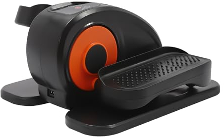 KEESUNG Crosstrainer under skrivbord elliptisk tränare justerbar rehabilitering elektriskt sittande ben fot pedal övningsutrustning bärbar sittande pedaltränare (orange, svart)