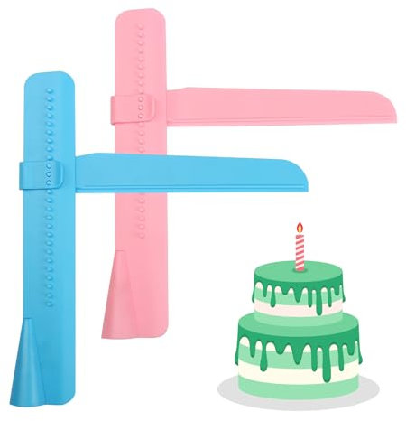 GUO-YING Spatule à gâteau réglable, 2 pièces, rose et bleu Glaçage Lisseur Fondant Outil de lissage pour gâteaux Accessoires de pâtisserie