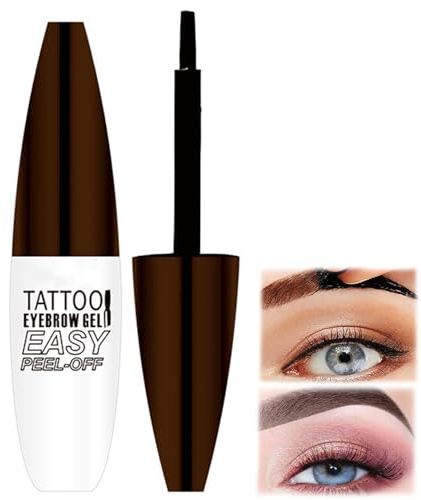 Eyebrow Tint Tattoo Peel Off brow Gel Semi-Permanent Colour Brow Tattoo Gel Waterproof Peel Off Eyebrow Gel, Lasts up to 3 Days Makeup, Tattoo Brow Tint Suitable for All Brow Shapes(Gray Brown)