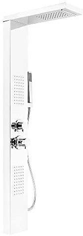 MUL-BOUTIQUE Columna de ducha multifuncional, columna de ducha hidromasaje, fabricada en acero inoxidable, fácil de instalar (blanco)