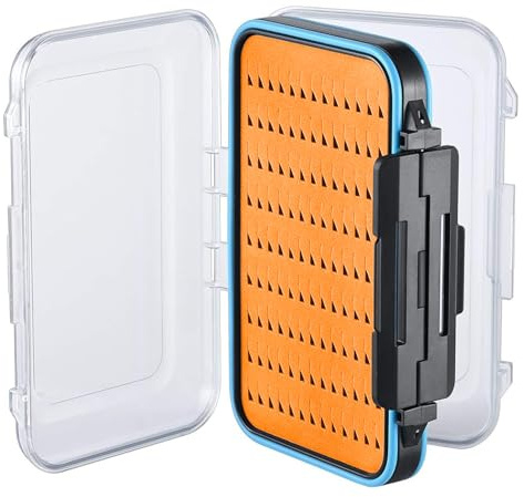 Gonex Fliegenboxen zum Fliegenfischen Zweiseitig Wasserdicht Leicht Fliegenfischbox Easy Grip Transparent Deckel Fliegenfischen Köderbox 15 x 9,7 x 4,5 cm, Orange