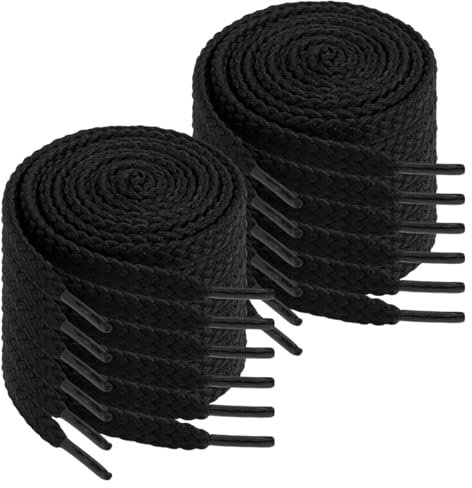 HJJMN 6 par platta sneakers skosnören, 8 mm breda skosnören svart, 120 cm långa tjocka skosnören, fina vävda ersättningsskoband, slitstarka campusskosnören för löparskor sportskor, Platta sneakers