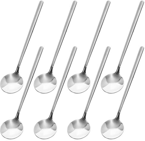 Cucharas de Café de Acero Inoxidable, 8 Piezas Redonda Cucharitas de Té Cucharas de Postre Cucharas Pequeñas para Casa, Cocina, Hotel, Cuchara de Helado,13cm (Plata)