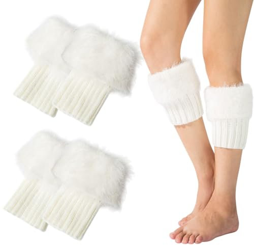 UILYNIU 2 Paar Weiß Bein Stulpen Damen Leg Warmers Beinwärmer für Damen Beinstulpen Frauen, Beinwärmer Flexibel Legwarmers Weich Knöchelwärmer Bein Stulpen Weiß
