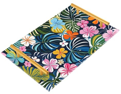 Bandejas decorativas de cocina coloridas de verano con asas para mesa de café para joyas, perfume para mesa, servir charola para comida