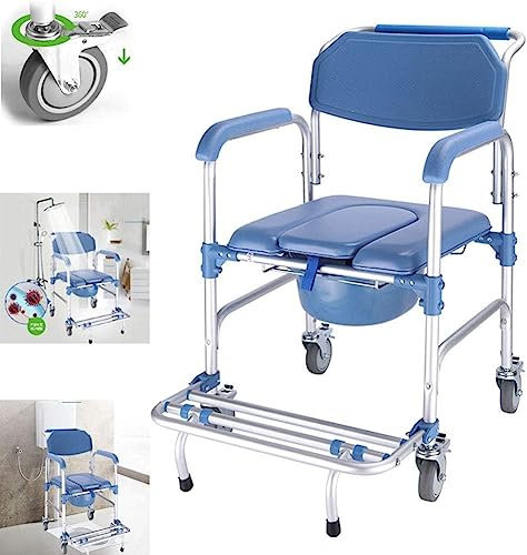 Chaise percée Pliable pour Personnes âgées, Chaise percée avec roulettes et pédales Anti-retournement, Fauteuil Roulant avec Toilettes pour Patients âgés, handicapés et Femmes Enceintes