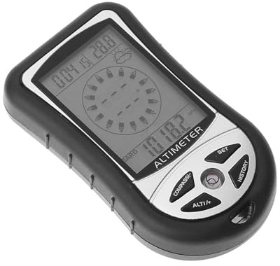 Altímetro de bolsillo - Altímetro portátil - Barómetro Altímetro | 8 en 1 Altimeters Compass Barómetro Temperatura de temperatura, Previsión meteorológica portátil con retroiluminación, reloj, disp