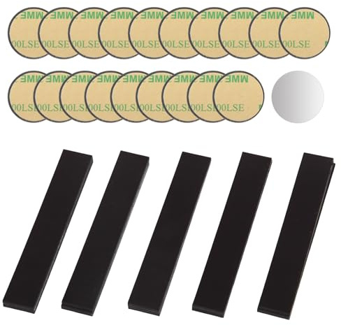 DBALL 15 Pezzi Strisce Magnetiche Autoadesive 20 x 120 x 2 mm Nastro Magnetico Forte Strisce Magnetiche Rettangolari per Camera da Letto Cucina (Con 20 Fogli di Metallo Magnetico)
