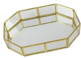 MARCBUSE Vassoio per esposizione cosmetica in vetro trasparente elegante organizer per gioielli per tavolo da toeletta piatto portaoggetti da bagno organizer per cosmetici organizer per gioielli