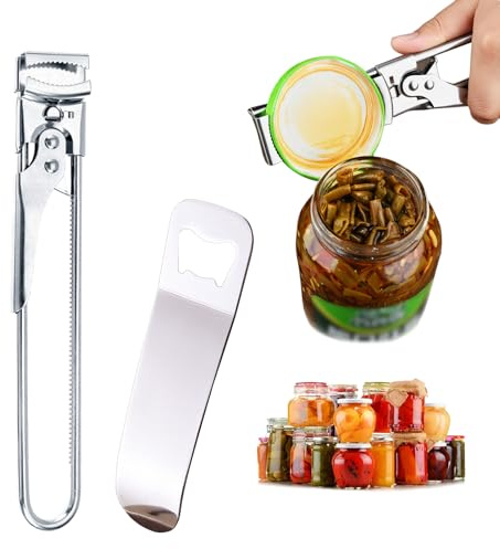 KASESSS Set Di Apriscatole E Apribottiglie In Acciaio Inossidabile, Regolabili Apribarattoli Con Impugnatura Ergonomica, Apriscatole Manuale Per Mani Artritiche Anziani E Bambini, Apri Barattoli