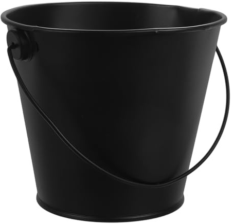 POPETPOP Secchio Raccogli-Grasso per Barbecue Nero in Lamiera Stagnata, Contenitore Olio da Esterno per Manutenzione Griglia e Barbecue da Giardino