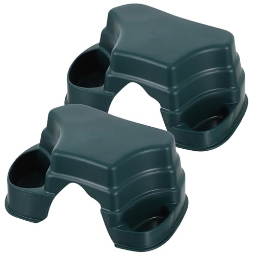 Cabilock Cuevas para Tortugas de Plástico Verde 2 Piezas Comedero y Bebedero Integrados, Escondite Decorativo para Reptiles, Accesorios para Terrarios y Hábitats de Reptiles