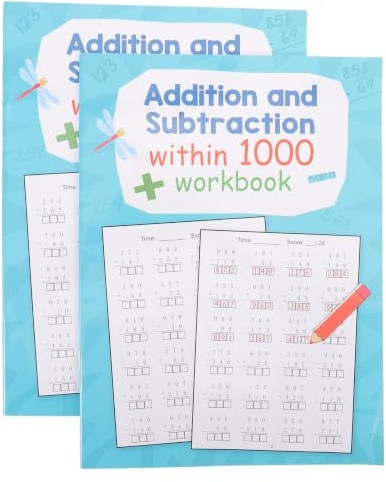 Toyvian Cahiers D'exercices de Mathématiques Pratique Quotidienne des Additions et Soustractions 2 Livres en Papier Renforcement des Compétences en Résolution pour Garçon et Filles